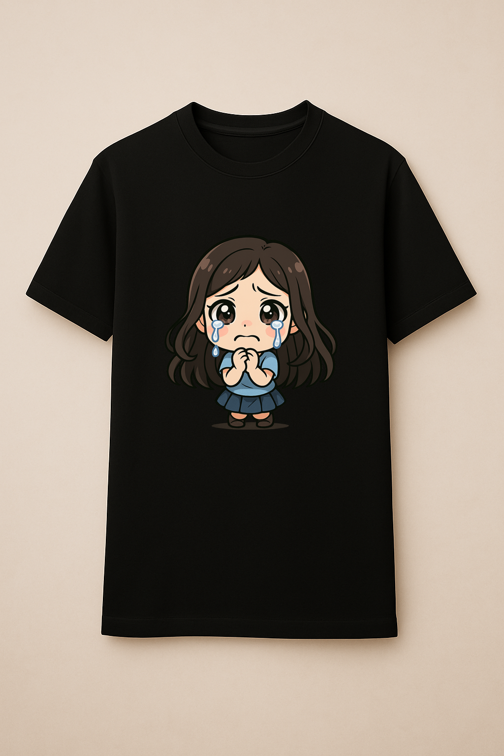 Crying Chibi Girl - Cute Emotional Anime T-Shirt
